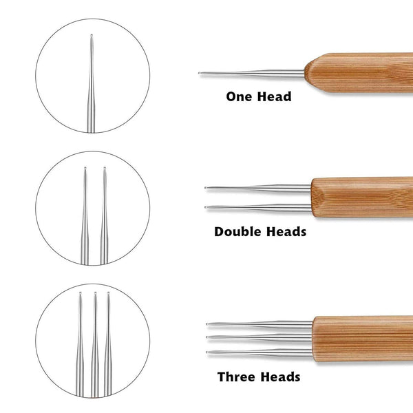 3x Bamboo Crochet Dreadlock Hook Needle Dread Tool Braiding Hair Maintenance Cra