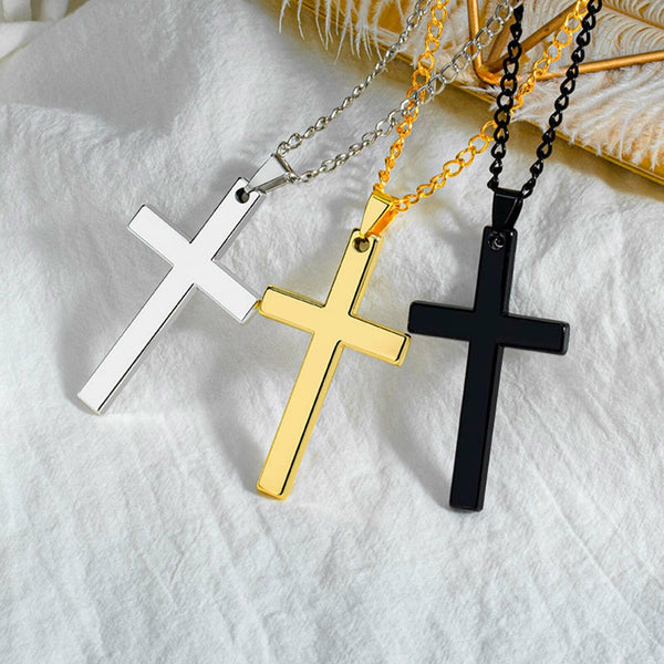 3PCS Stainless Steel Cross Pendant Men Women Chain Necklace Religious Jewelry AU - Lets Party