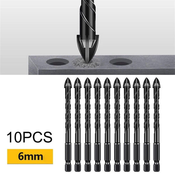 10PCS Titanium Ceramic Tile Glass Drill Bit Tungsten Carbide Cross Spear Head AU