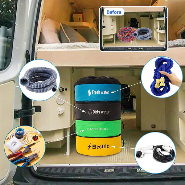Hose Bag Caravan Camping RV Cable Organizer Water Hose Electrical Cords Storage