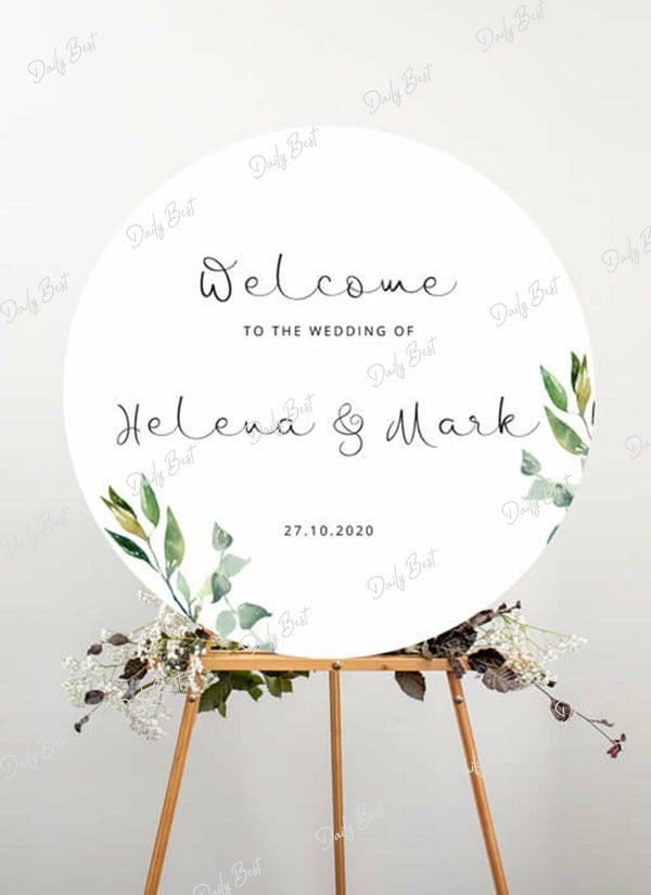 80cmRound Acrylic Board Wedding Welcome Sign Circle Baby Shower Engagement Party