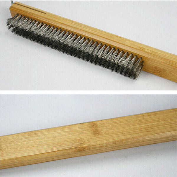 Pizza Oven Brush Steel Wire Pizza Stone Cleaning Brush With Scraper Oven Clean