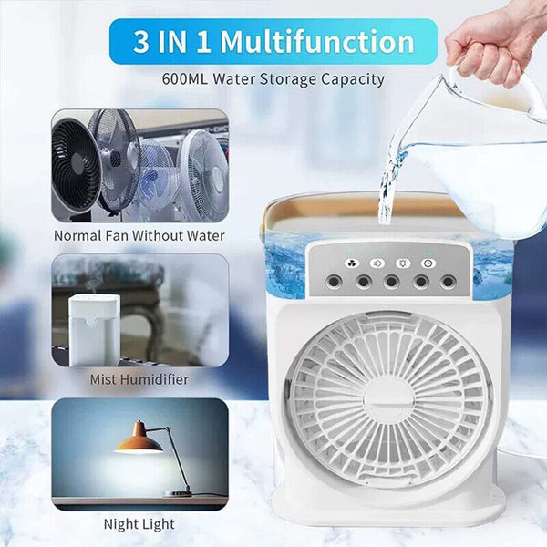 3 Speed Desk Misting Fan Spray Water Mist Fan Nightlights with 600ML Water Tank