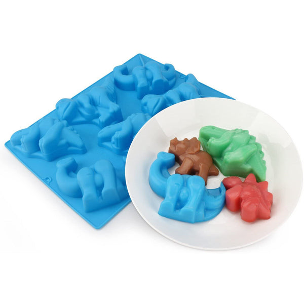 1-2X 3D 6 Dinosaur Silicone Mold Chocolate Baking Mould DIY Candy Jelly Ice Cube