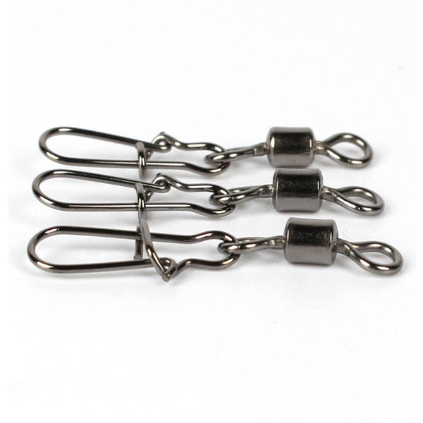 100Pcs Fishing Rolling Barrel Swivel with Nice Snap Tackle Connector Size 4#-12#