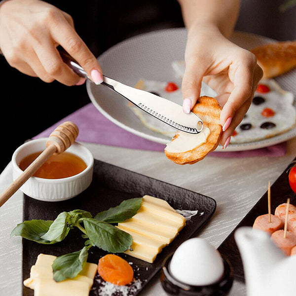 Stainless Steel Butter Knife Cold Hard Butter Serrated Edge Spreader Cheese Jam