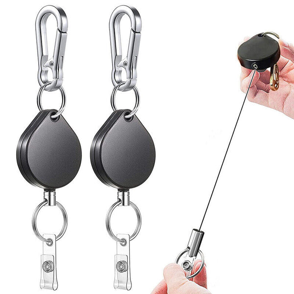 Heart Retractable Key Chain Heavy Duty ID Card Clip Lanyard Extendable Keychain - Lets Party