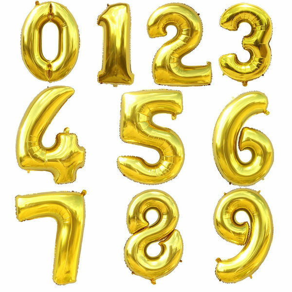 40cm Gold Foil Number Balloons  Birthday Wedding Party Decorations - Lets Party