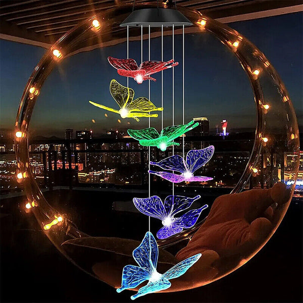 Colour Changing Wind Chimes LED Light Hanging Decor Outdoor Solar Powered Garden
