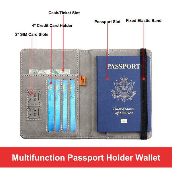 Travel Passport ID Wallet Holder Cover RFID Blocking Card Case Cover Leather