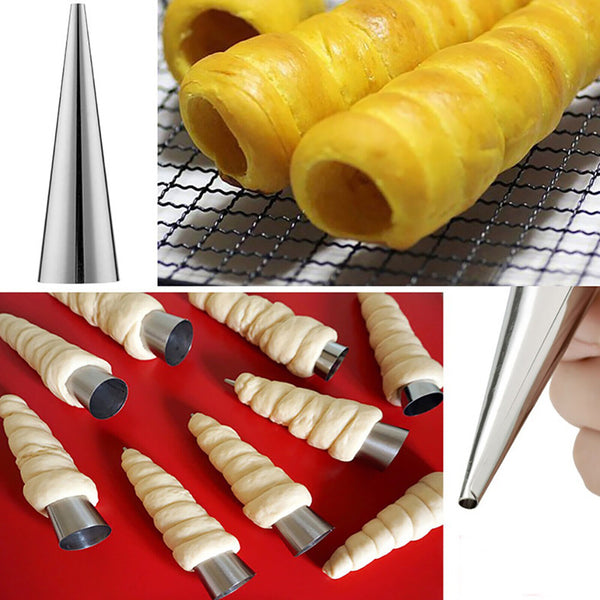 27PCS Croissant Stainless Steel Bread Baking Tube Cream Horn Mould Pastry Mold