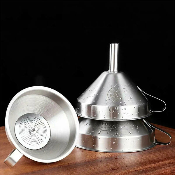 Stainless Steel Funnel Oil Liquid Funnel Metal Funnel with Detachable Filter AUS
