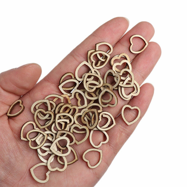 100-500pcs DIY Craft Wooden Wood Love wedding Party Heart Craft decoration AU