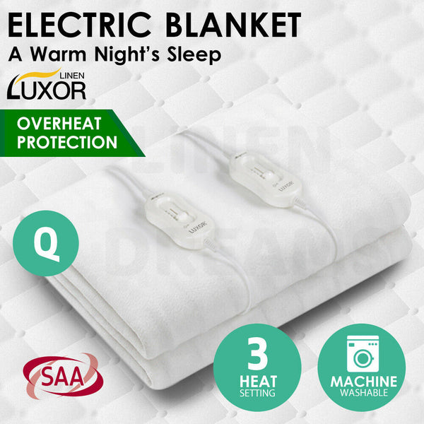 Luxor Fully Fitted Electric Blanket Heated Pad Winter Underlay 5 Size - Lets Party
