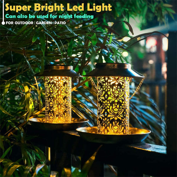 Solar Bird Feeder Hanging Wild Bird Seed Feeders Outdoor Garden for Yard Garden