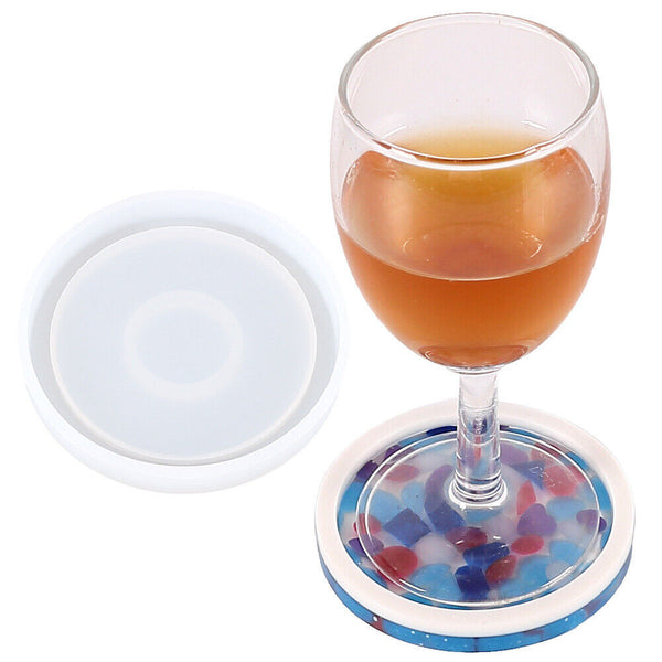 4pcs Resin Casting Mold Silicone Jewelry Agate Making Mould Craft Round Coaster