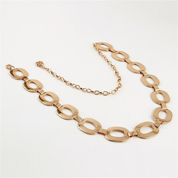 2X Women Metal Chain Retro Belt High Waist Hip Charms Waistband Body Chain adorn