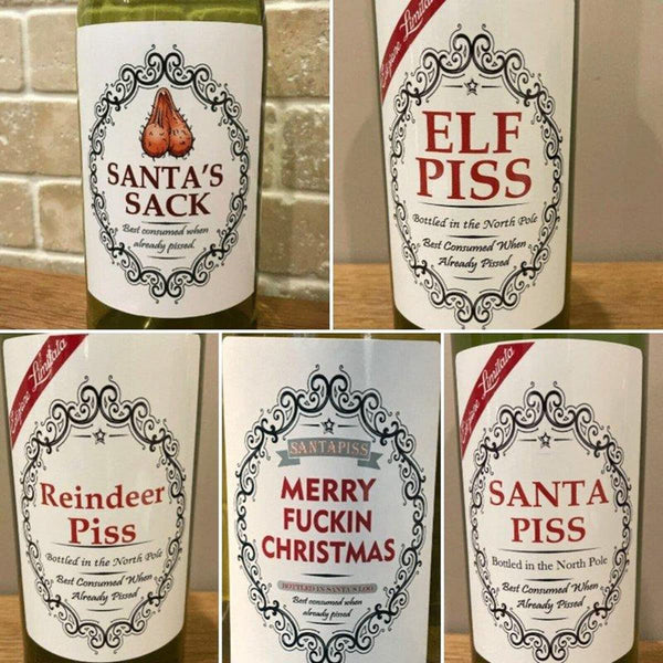 Christmas Funny Bottle Labels Novelty Funny Joke Happily Wine Bottle Label
