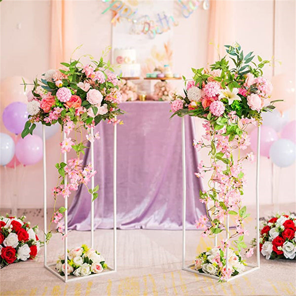 4PCSFlower Racks White Iron Plinth Wedding Decorations Geometric Box Party Stand