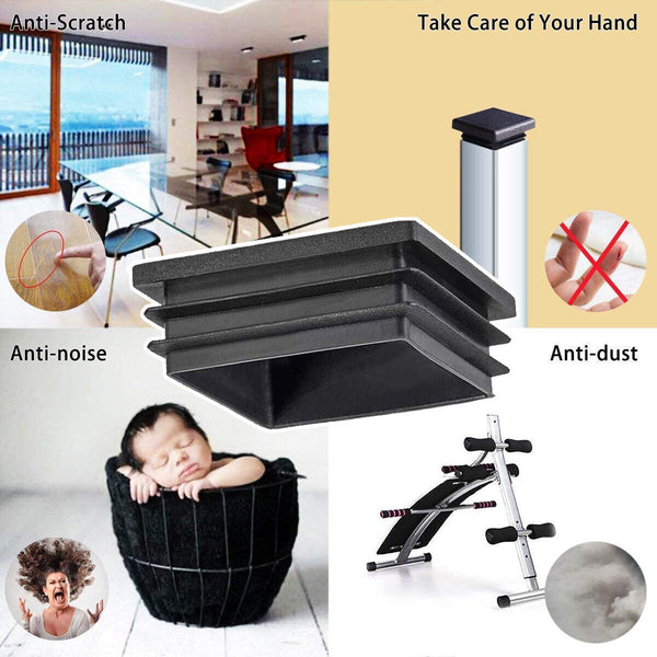 25/40/50mm Black Blanking End Plastic Cap Square Tube Insert Pipe Box Chair Plug