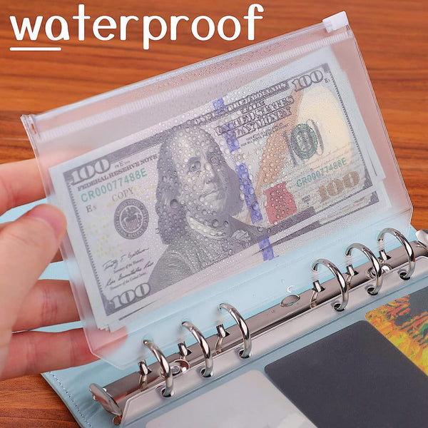 12x A5 6 Holes Binder Pockets Budget Cash Envelopes Clear Zipper Folders Bags Ki