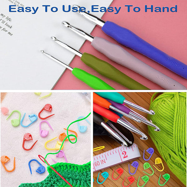 9Pcs Crochet Hooks Kit Sewing Tools Yarn Knitting Needles Soft Grip Set 2-6mm AU