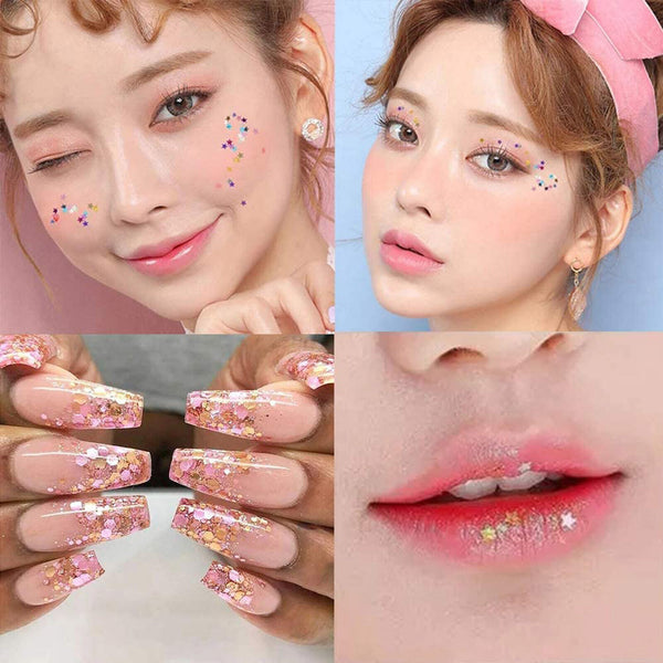 12 Color Holographic Nail Sequins Glitter Flakes Sparkle Confetti Art Decal AU