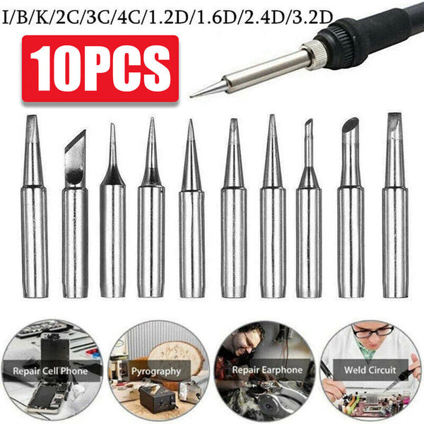 10Pcs Soldering Iron Tips Solder Rework Lead Standard Size Accessories Parts AU