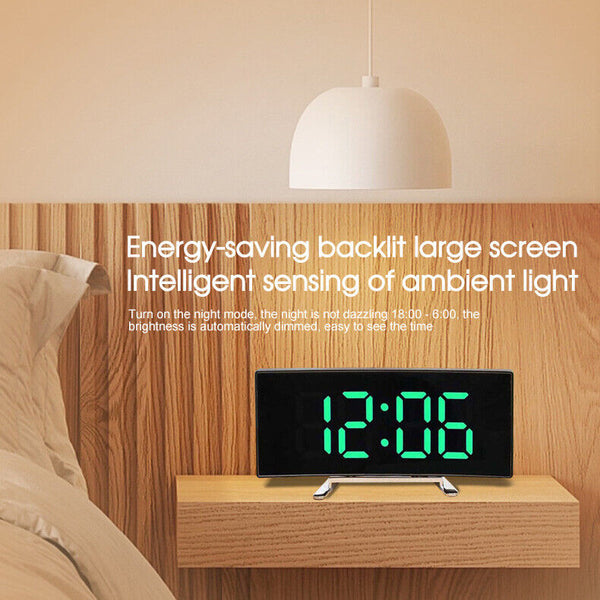 Bedside Digital Clock LED Display Desk Table Time Temperature Alarm Snooze Decor
