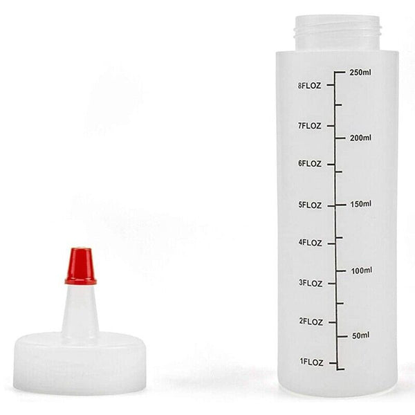 6pcs 250/450ML Sauce Bottle Measuring Squeeze Crafts Bottle Condiment Dispenser