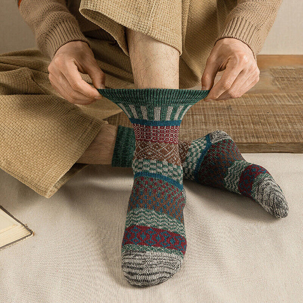 5 Pairs Winter Nordic Wool Blend Cashmere Thick Warm Knitted Thermal Crew Socks