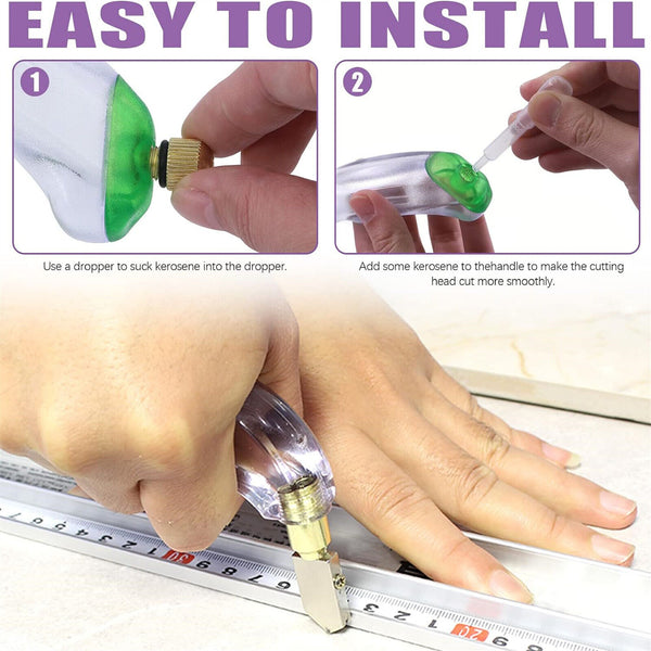 Professional Stained Glass Cutting Tool Pistol Grip Oil Feed Glass Cutter Cut AU