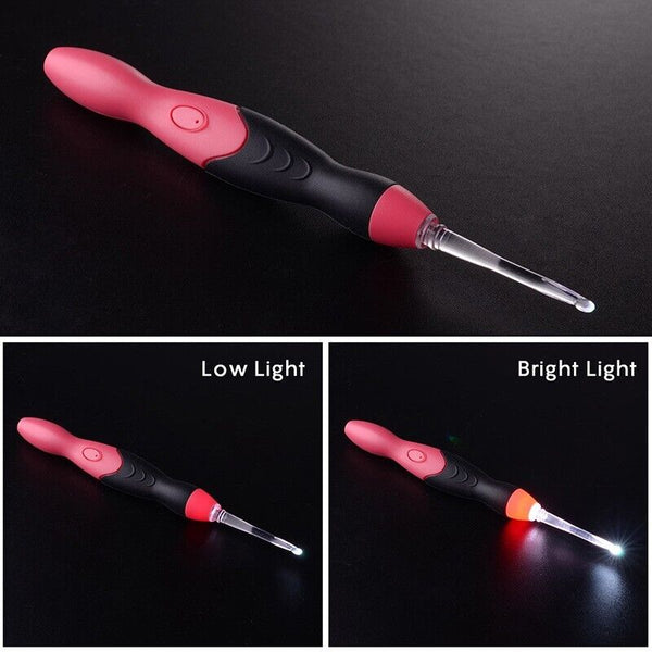 11in 1 LED Light Up Crochet Hooks Set USB Knitting Needles Weave Sewing Tools AU