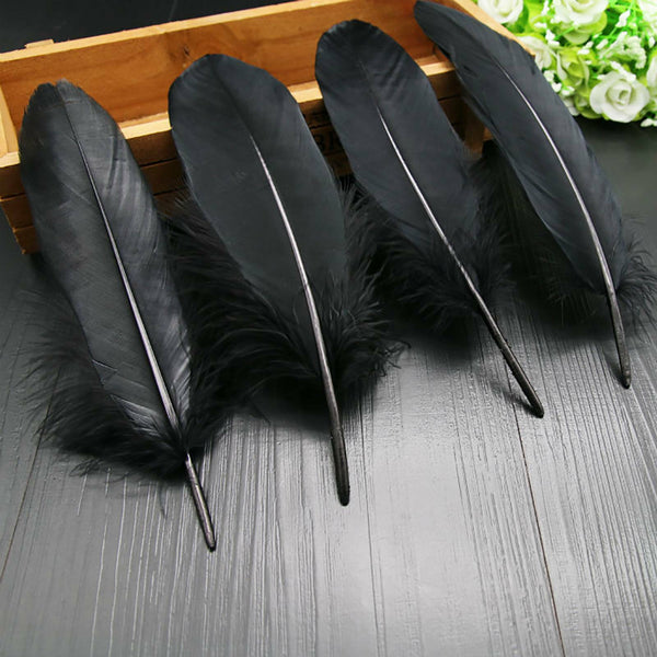 50pcs Black Goose Feathers 15-20cm Natural Feather DIY Craft Wedding Party Decor