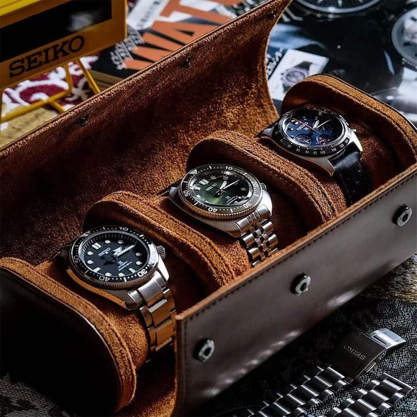 Travel Watch Storage Box Portable Vintage Leather Watch Roll Display Case Pouch