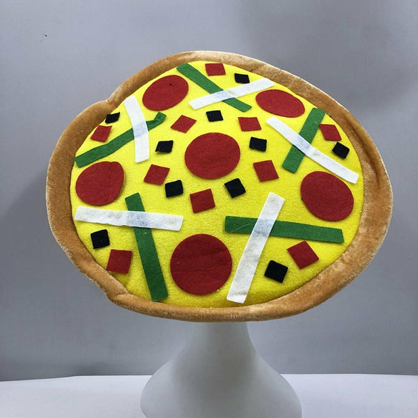 PLUSH PIZZA HAT Italian Costume Party Hat Funny Halloween Italy Oktoberfest Hats