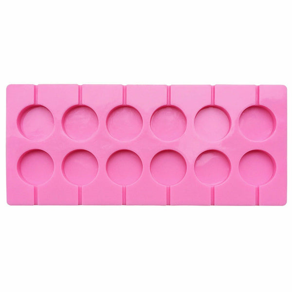 Round Silicone Lollipop Mould Baking Hard Candy Mold 12 Capacity DIY Sticks Set