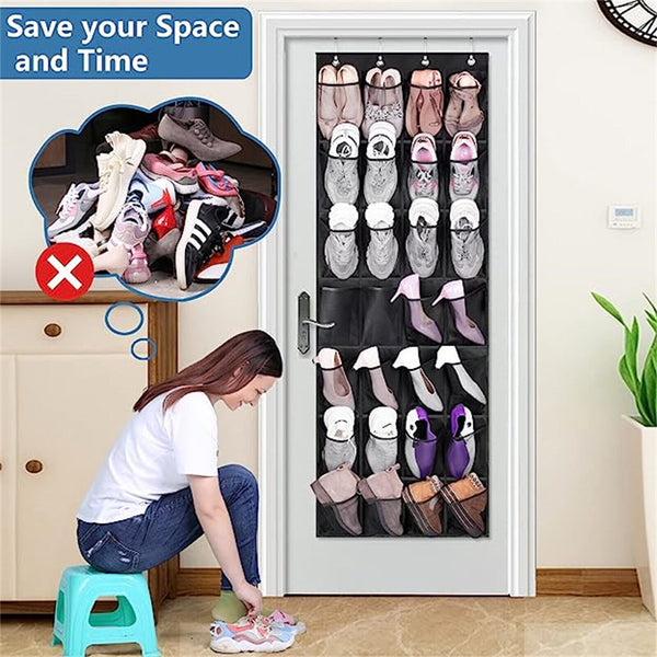 28 Pockets Shoe Holder Bag Organiser Over Door Hanging Shelf Rack Storage Bag AU