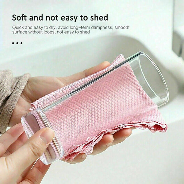 5/10X Fish Scale+Microfiber+Glass Cleaning Cloth Set Polish Towel Wipes Bulk AU