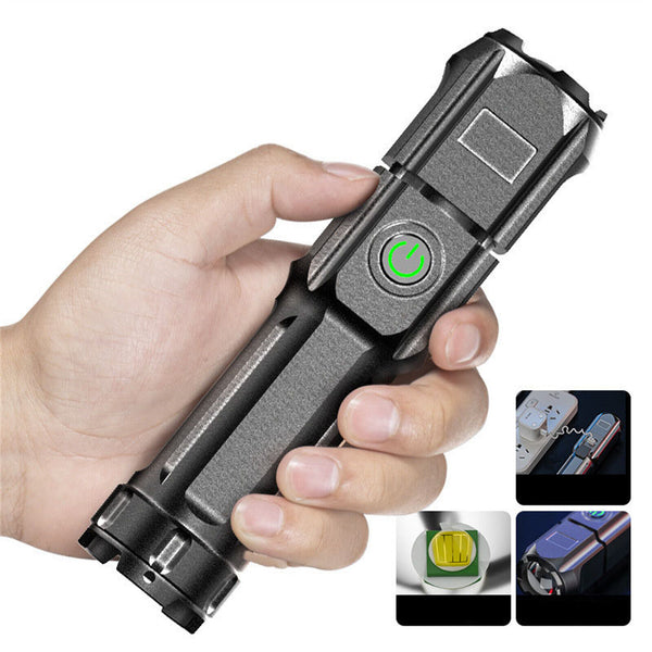 2PCS Zoomable USB Charging Flashlight Strong Flashlight Lamp Tactical Torches