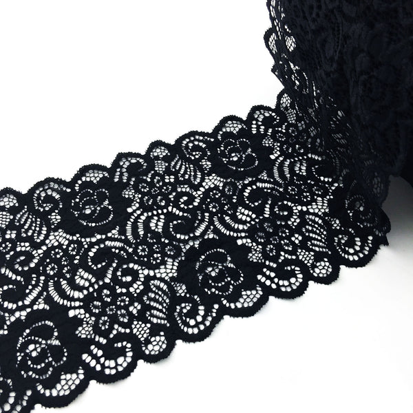3Mx15cm Lace Fabric Black Trim DIY Craft Polyester Cotten Cloth Flower Wedding
