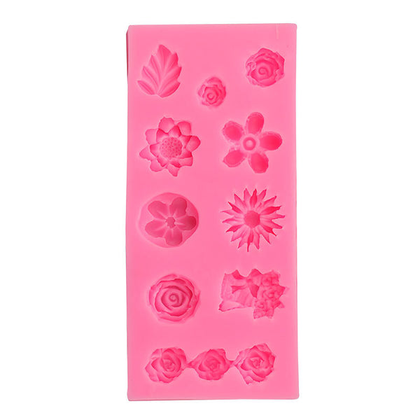 2X Silicone Flower Fondant Mold Cake Chocolate Baking Mould 3D Sugarcraft Decor