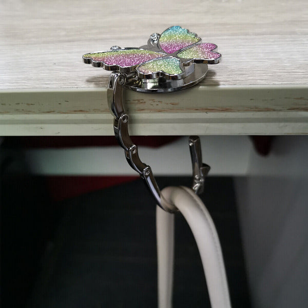 Floral Round Foldable Table Hook Bag Handbag Hanger Holder Tote Purse Metal AU