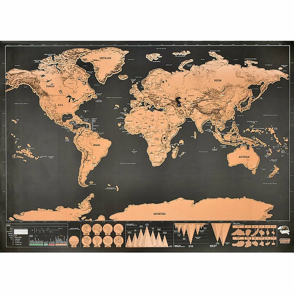 2X Deluxe Scratch off world Map Interactive large Poster Atlas Travel Decor Gift