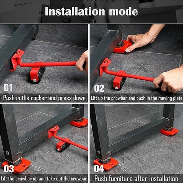 5PCS Heavy Furniture Moving Lifter Roller Move Tool Set Wheel Mover Sliders Kit