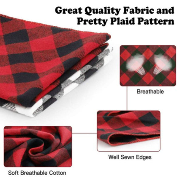 Dog Bandana Scarf Collar Triangular Bandage Plaid Washable Bib Puppy Neckerchief