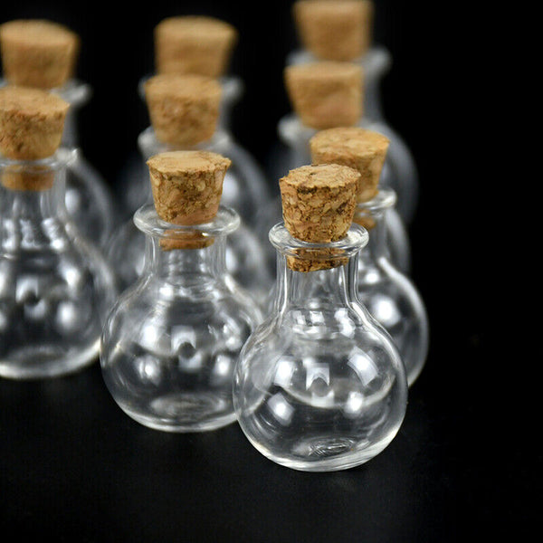 10Pcs Mini Empty Glass Clear Bottle Drifting Vials Cork Charm Wish Bottles New