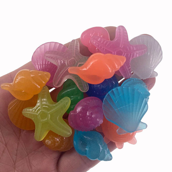 50Pcs Shell Pebbles Stone Glow in the Dark Rock Fish Tank Stones Garden Road AU