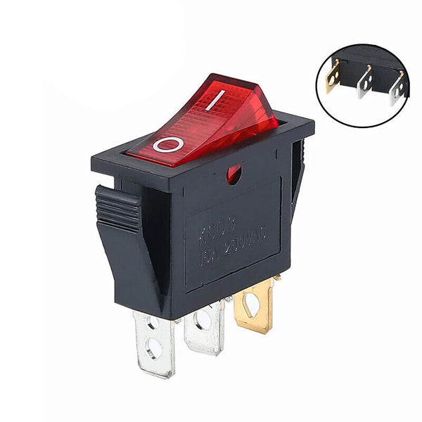 2x Ultra Mini ROCKER TOGGLE SWITCH ON-OFF - Red LED Full Illuminated AU