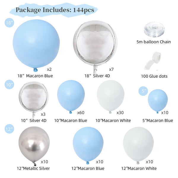 144pcs Blue Balloon Arch Kit Set Birthday Wedding Party Garland Decor Balloons A